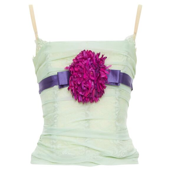 Dolce&Gabbana Tops - Dolce Gabbana Silk Flower Applique Corset Bustier